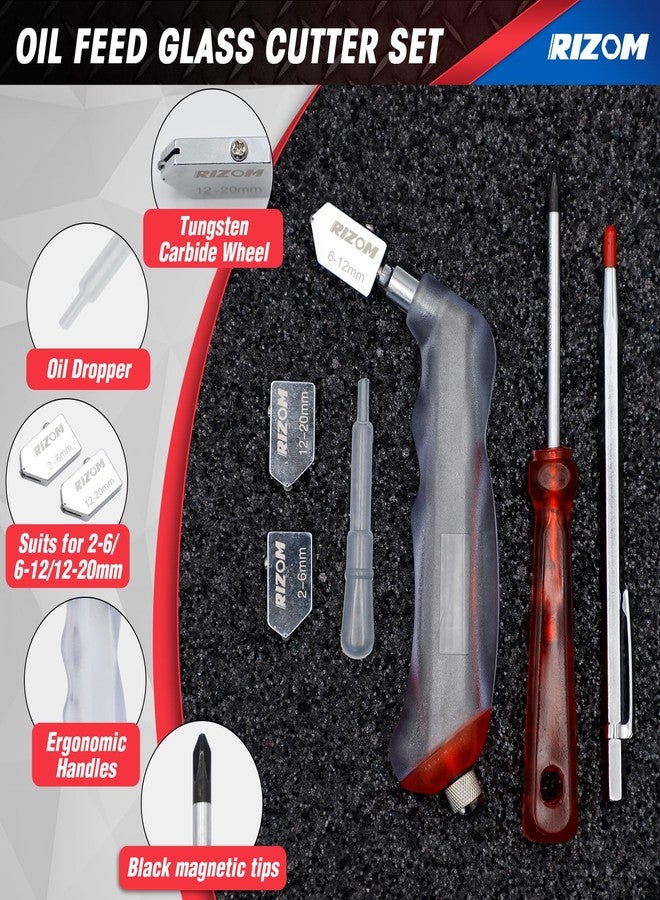 Rizom Glass Cutters Tools, Glass Cutter 2-20MM, 8" Glass Running Pliers with Curved Jaws, 6" Breaker Grozer Pliers, Glass Cutting Tool for Stained Glass, Tiles, Mosaic Cutting - Image 4