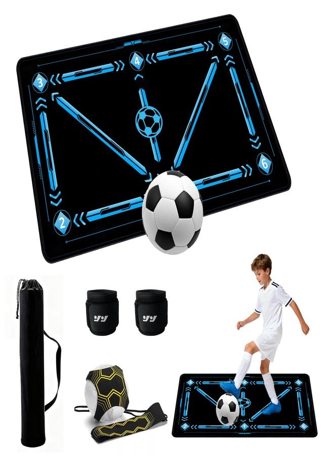 Hombees Soccer Training Equipment, Soccer Training Mat 35 X 24IN, Football Footstep Training Mat for Footwork and Ball Mastery with Storage Bag & Return Net, Idea for for Kids, Adults, Coaches - Image 1