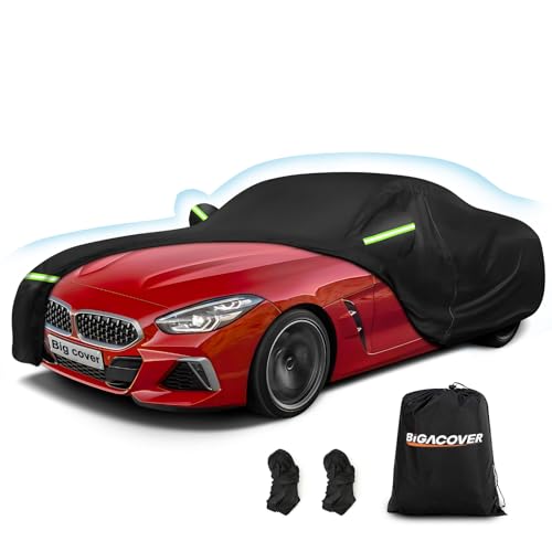BIGACOVER Car Cover for BMW Z4 E85 E86 E89 G29 Z4 M40i Coupe Roadster 2002-2025 Z4 Automobiles, Waterproof 420D Oxford Cover Outdoor Full Car Covers with Zipper Windproof Heavy Duty All Weather (Black) - Image 1