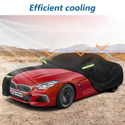 BIGACOVER Car Cover for BMW Z4 E85 E86 E89 G29 Z4 M40i Coupe Roadster 2002-2025 Z4 Automobiles, Waterproof 420D Oxford Cover Outdoor Full Car Covers with Zipper Windproof Heavy Duty All Weather (Black) - Image 4