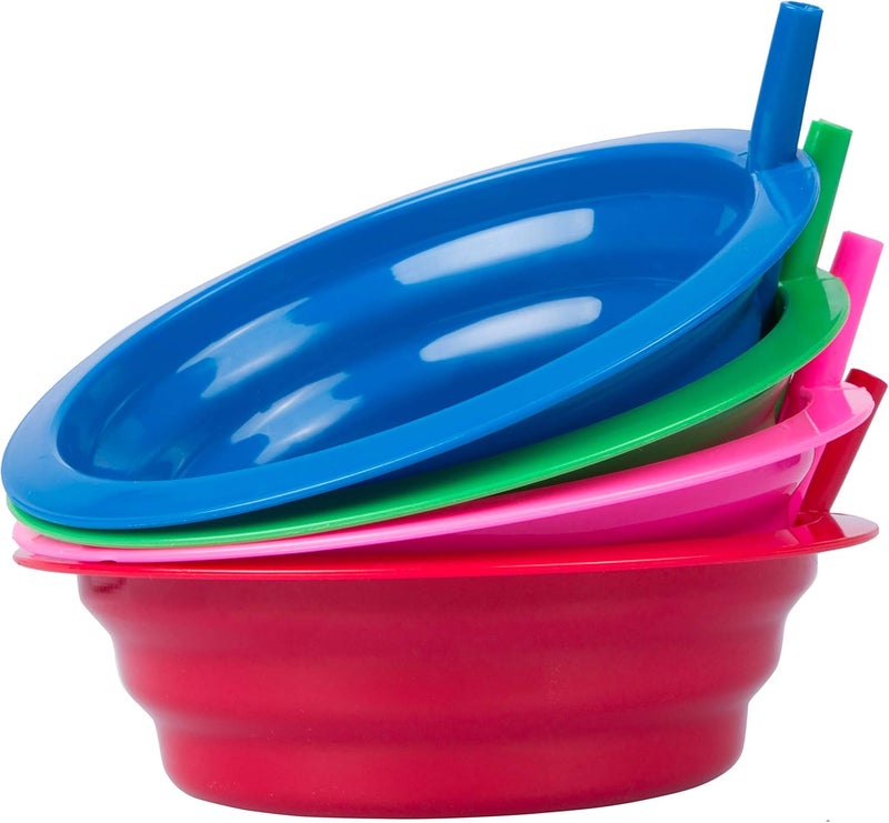 Cibi Cereal Bowls with Straws for Kids BPA-Free Plastic | Toddler Sip-A-Bowls with Built-In Straw for Cereal and Soup | Set of 4 Colorful Breakfast Bowls… - Image 1