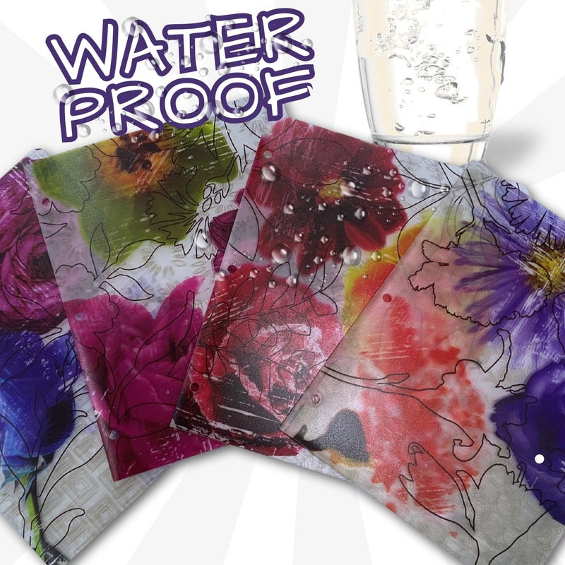 AoneFun Preppy Folders - Set of 4 Cute Plastic Folders with Pockets Girl Folder with Pockets and Holes Decorative School Supplies with Flower Designs Matching - Image 2