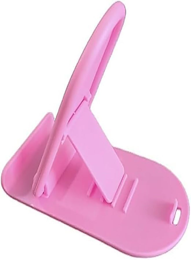 حامل هاتف محمول صغير لسطح المكتب، قابل للتعديل على 4 مستويات، تصميم إبداعي قابل للطي مع مشبك بطاقة، حامل هاتف محمول بلاستيكي - وردى - Image 2