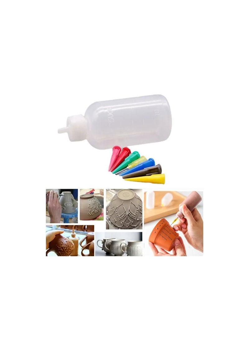 1 Set Pottery Mud Painting Bottle Squeeze Mud Bottle Multi-needle DIY Texture Ceramic Coloring Glaze Painted Clay Sculpture Tool - Image 1