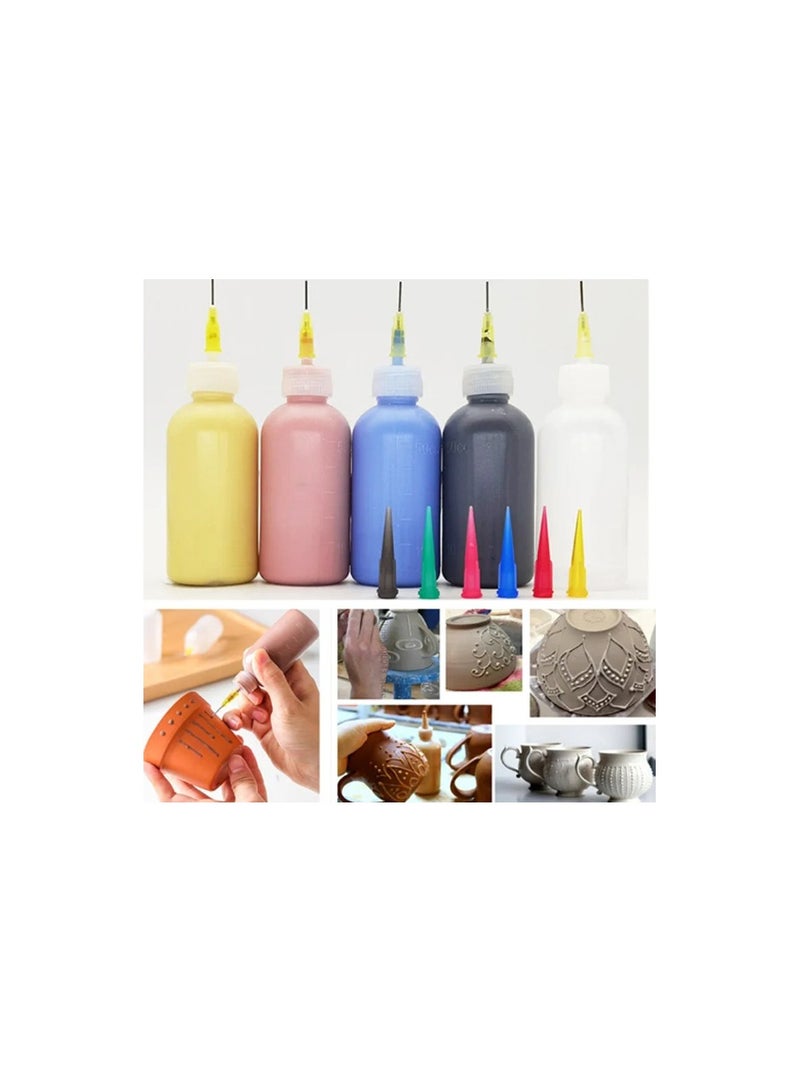 1 Set Pottery Mud Painting Bottle Squeeze Mud Bottle Multi-needle DIY Texture Ceramic Coloring Glaze Painted Clay Sculpture Tool - Image 2
