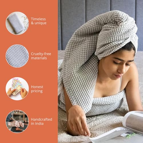HAMELIN The Ezra Waffle Weave Bath Towel | Pure Cotton Lightweight & Water Absorbent |Softer Touch, Quick Dry Towels for Bath Men| Ideal for Travel | Pewter Grey | 75 Cm X 154 Cm | Pack of 1,250 TC - Image 2