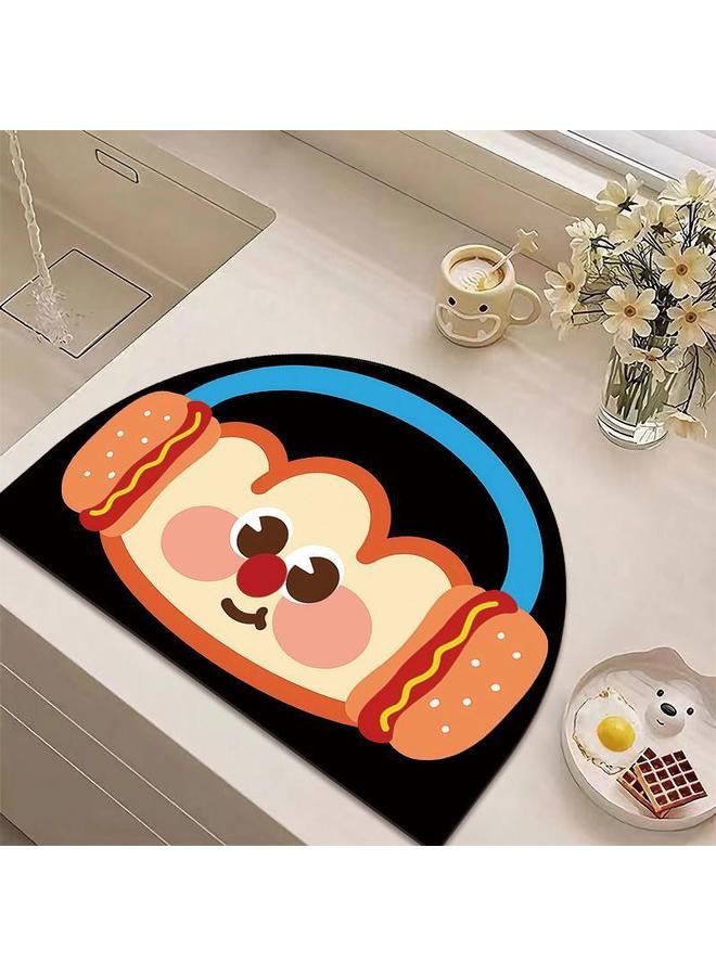 Bluejw Cartoon Xiaoxin Series Kitchen Draining Mat Water Absorbent Quick-drying Tableware Mat Bar Counter Heat Insulation Mat Coffee Machine Draining Mat  - Image 1