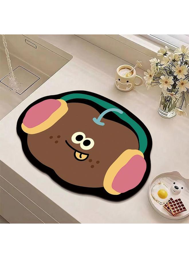 Bluejw Cartoon Xiaoxin Series Kitchen Draining Mat Water Absorbent Quick-drying Tableware Mat Bar Counter Heat Insulation Mat Coffee Machine Draining Mat  - Image 4