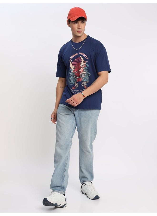 Beyoung Illusional Thoughts Printed Oversized T-shirt for Men  - Image 1
