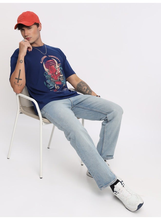 Beyoung Illusional Thoughts Printed Oversized T-shirt for Men  - Image 4