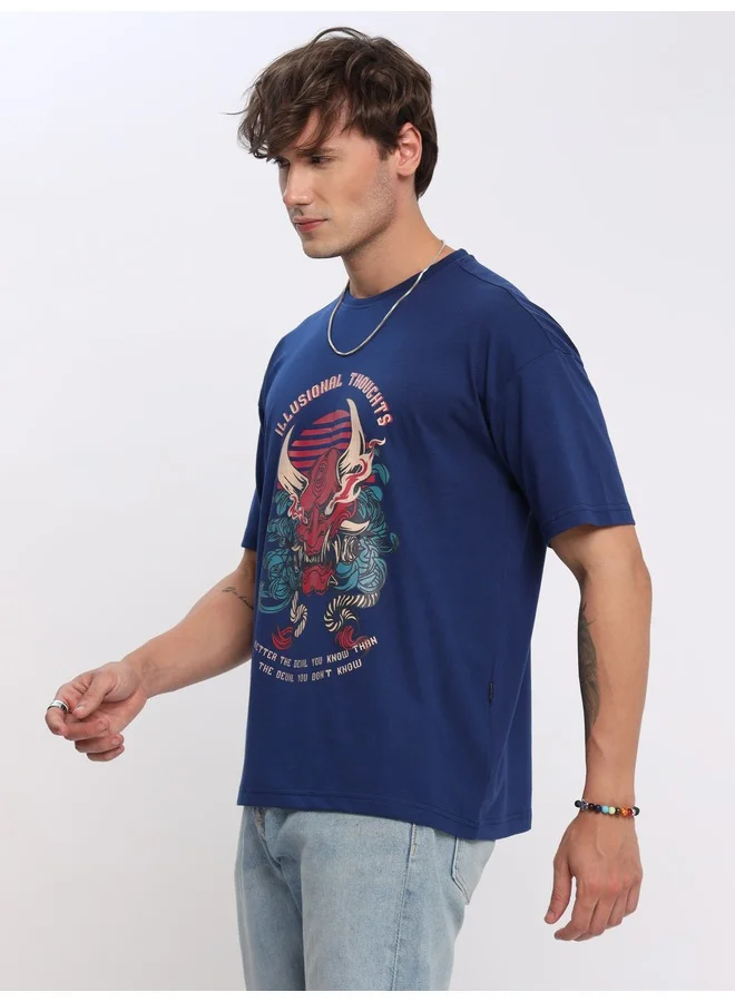 Beyoung Illusional Thoughts Printed Oversized T-shirt for Men
