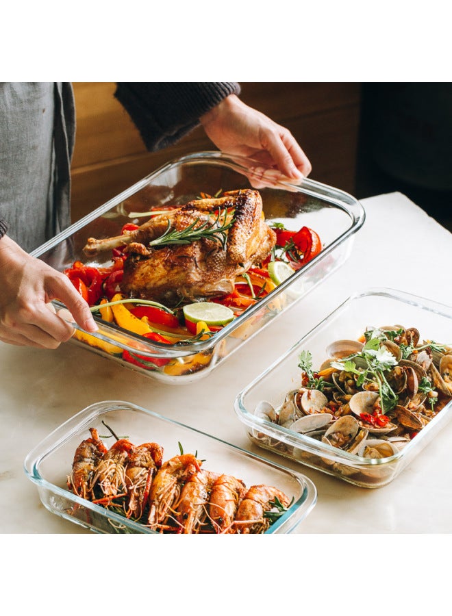 Heat Resistant Glass Fish Dish Household Steamed Fish Dish Large Baking Tray For Microwave Oven Heating Special Utensils Dinner Tray-Specifications:Square 0.9l Baking Pan (36 Pieces/box)-Capacity:0.9L-3.0L  - Image 3