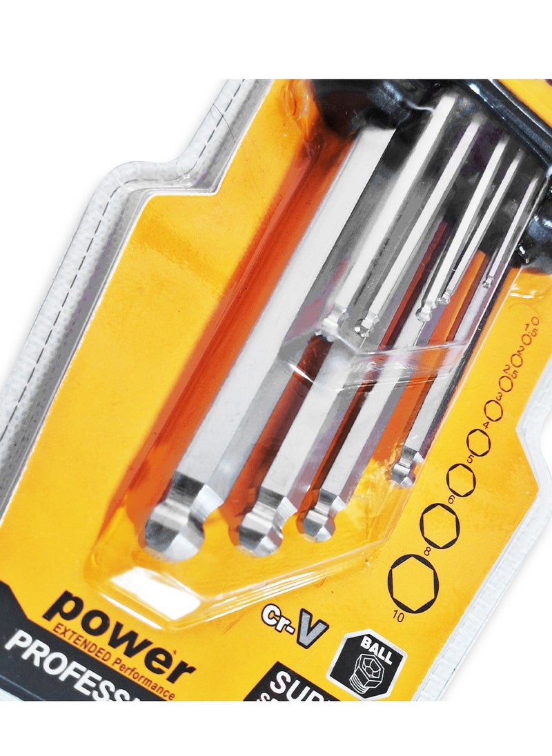 ABC - Ball head Allen wrench set 9 pcs, works at angles up to 25 degrees with ease, made of durable, rust and corrosion resistant chrome vanadium steel (Cr-V), L-shaped design, designed to give you ease and precision even in the toughest angles - Image 1