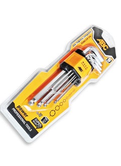 ABC Ball head Allen wrench set 9 pcs, works at angles up to 25 degrees with ease, made of durable, rust and corrosion resistant chrome vanadium steel (Cr-V), L-shaped design, designed to give you ease and precision even in the toughest angles  - Image 4