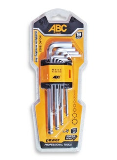 ABC Ball head Allen wrench set 9 pcs, works at angles up to 25 degrees with ease, made of durable, rust and corrosion resistant chrome vanadium steel (Cr-V), L-shaped design, designed to give you ease and precision even in the toughest angles  - Image 1