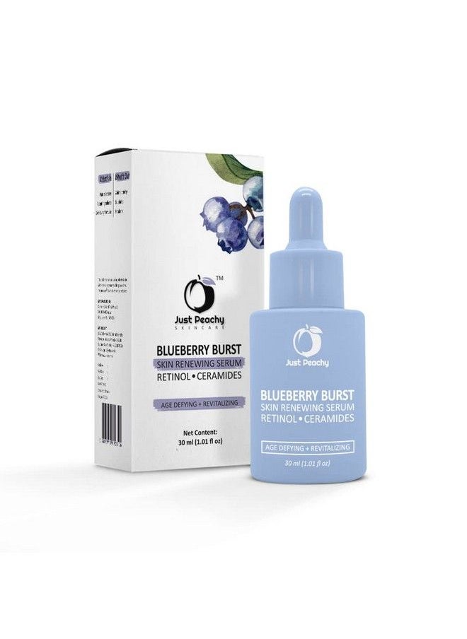 Just Peachy - Blueberry Burst Skin Renewing Serum ; Night Face Serum With Blueberry Retinol Vit E And Ceramides ; Reduce Fine Lines & Wrinkles ; Age Defying ; All Skin Type Face Serum 30 Ml - Image 1