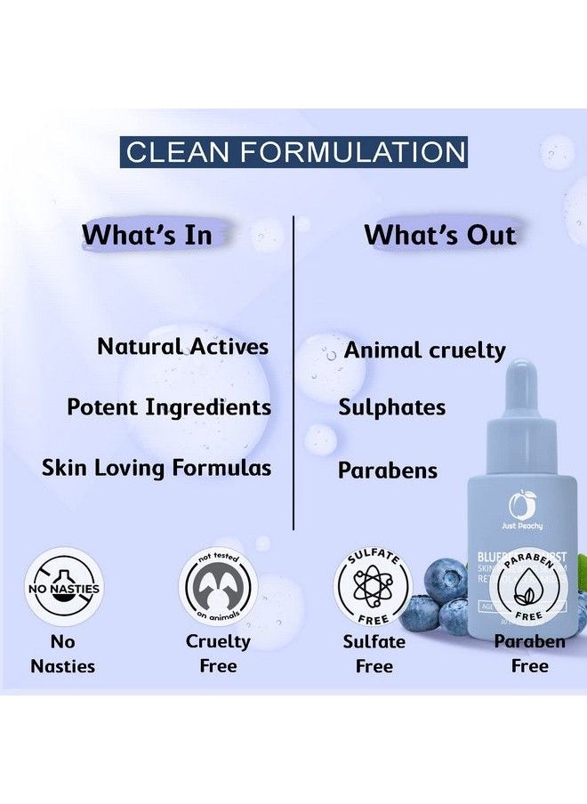 Just Peachy - Blueberry Burst Skin Renewing Serum ; Night Face Serum With Blueberry Retinol Vit E And Ceramides ; Reduce Fine Lines & Wrinkles ; Age Defying ; All Skin Type Face Serum 30 Ml - Image 1