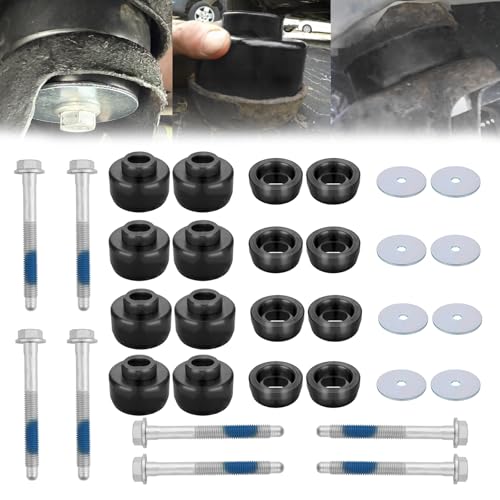 ATZTNUO 7-141 Body and Cab Mount Bushing Kit for 1999-2014 Chevy Silverado & GMC Sierra 1500/2500 2WD/4WD Body Cab Mounts with Mount Cushion Bolts 1999-2004 Replaces# 11516868 15704260 (Black) - Image 2