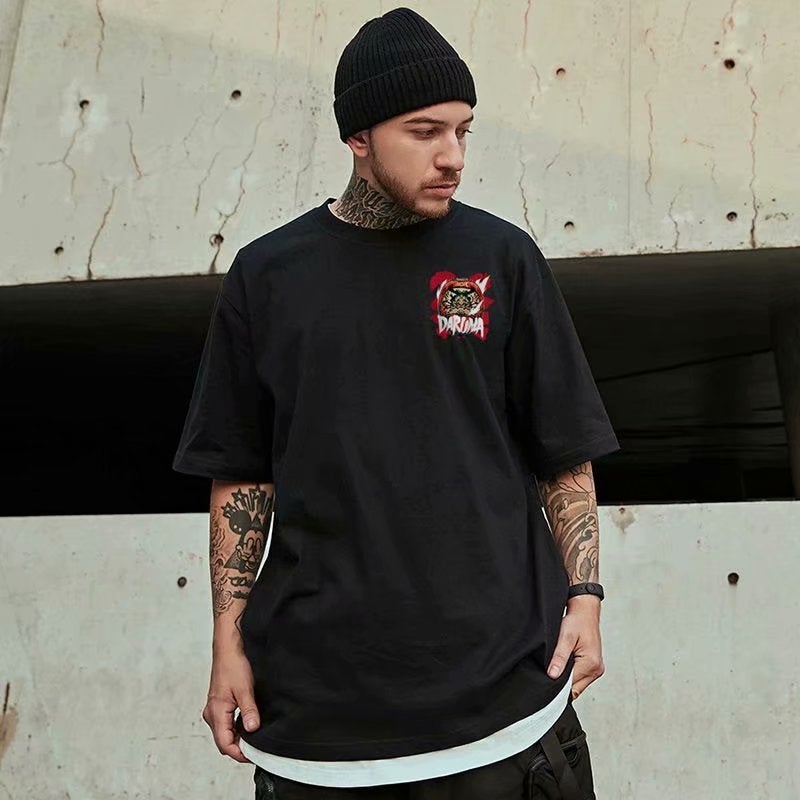 National Trendy Short-sleeved Men's T-shirt Trendy Trendy Brand Half-sleeved Korean Style Loose European and American Large Size Casual T-shirt Summer Half-sleeved - Image 4