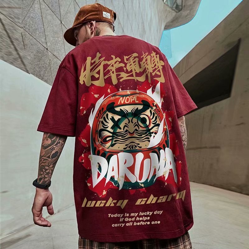 National Trendy Short-sleeved Men's T-shirt Trendy Trendy Brand Half-sleeved Korean Style Loose European and American Large Size Casual T-shirt Summer Half-sleeved - Image 1