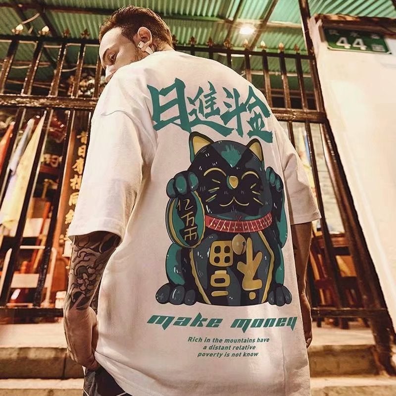 National Trendy Short-sleeved Men's T-shirt Trendy Trendy Brand Half-sleeved Korean Style Loose European and American Large Size Casual T-shirt Summer Half-sleeved - Image 2