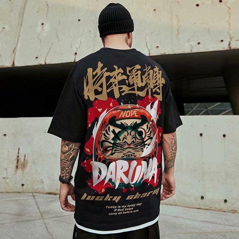 National Trendy Short-sleeved Men's T-shirt Trendy Trendy Brand Half-sleeved Korean Style Loose European and American Large Size Casual T-shirt Summer Half-sleeved - Image 3