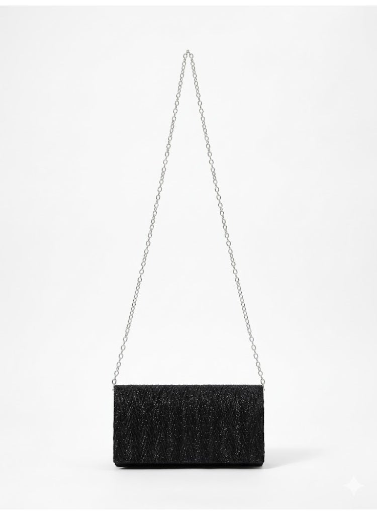 لايف ستيلاش  حقيبة كروس للسهره بنسيج مطوي - اسود ZS-6 - Image 2