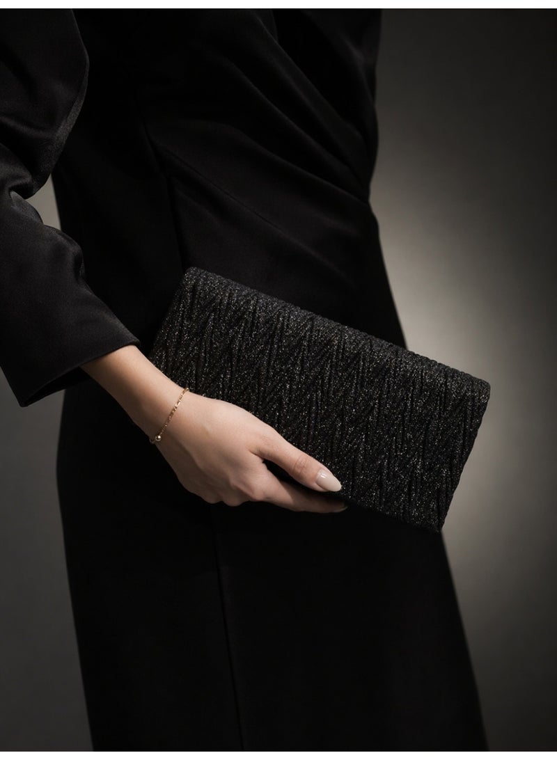 لايف ستيلاش  حقيبة كروس للسهره بنسيج مطوي - اسود ZS-6 - Image 3