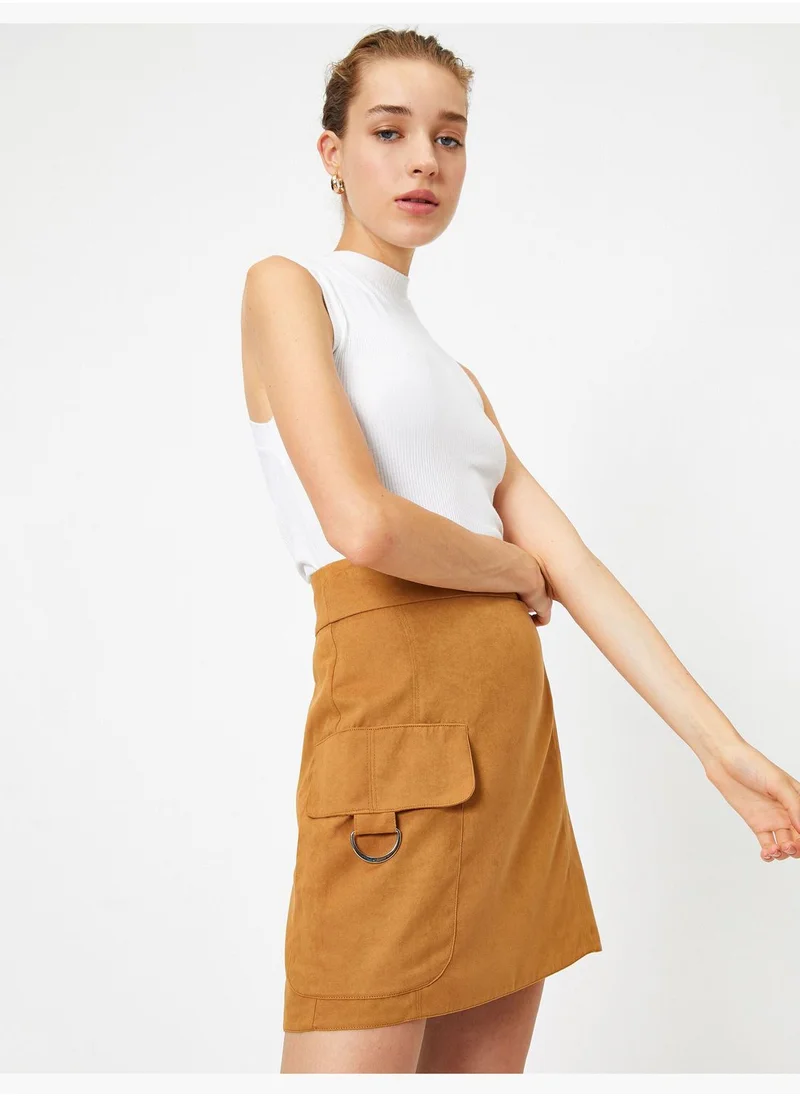 KOTON High Rise Cargo Pocket Mini Skirt