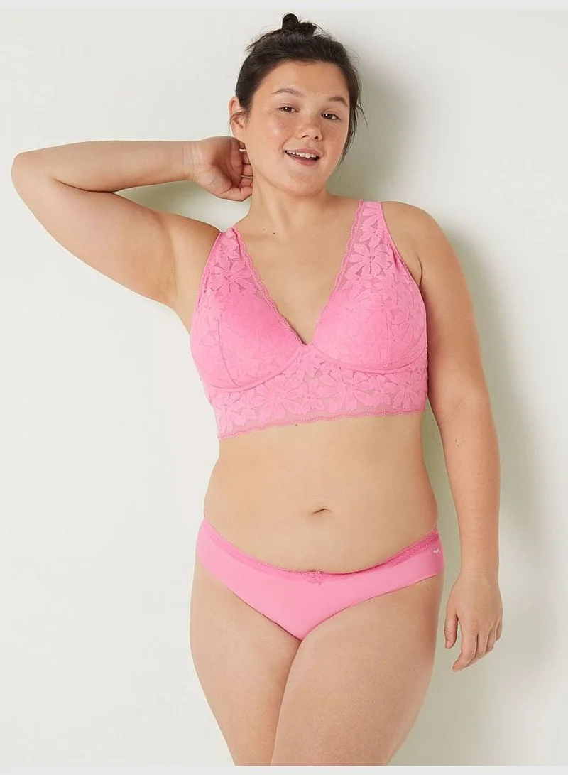 PINK Lace Lightly Lined Plunge Bralette