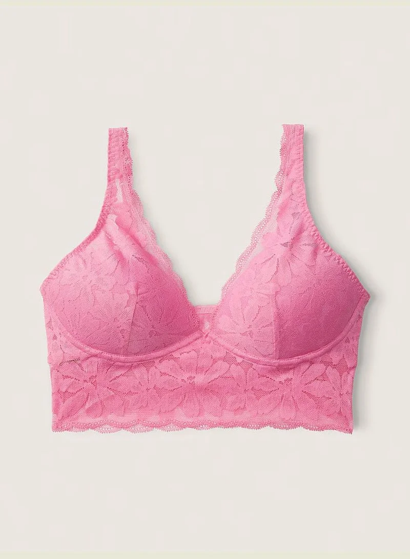 PINK Lace Lightly Lined Plunge Bralette