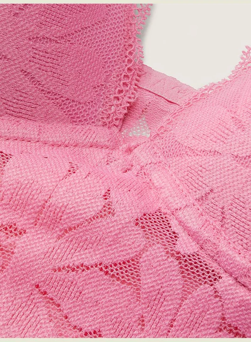 PINK Lace Lightly Lined Plunge Bralette