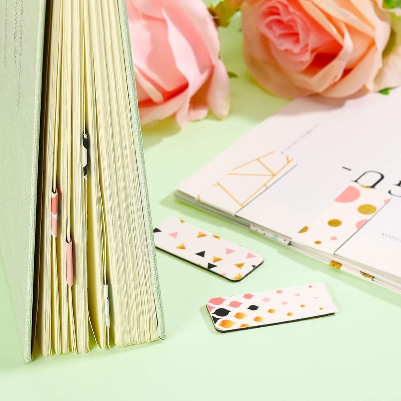 klarako 24 Pieces Cute Magnetic Bookmarks Geometric Magnet Page Markers Page Clips Assorted Book Markers Set for Students Teachers School Home Office Supplies (Charming Color) - Image 5