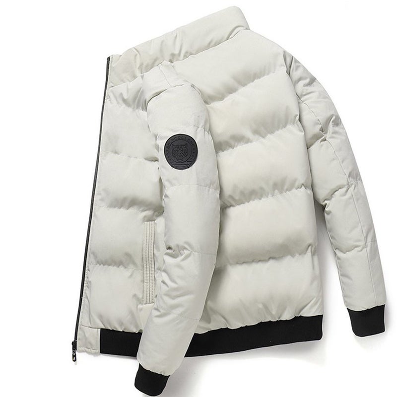 New Vertical Collar Mens Cotton Coat Winter Thickened Warm Cotton Coat Trendy Brand Mens Short Down Cotton Coat Korean Cotton Coat Off-white 