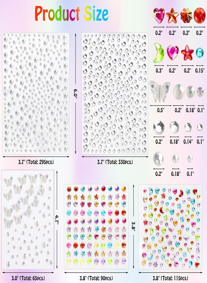 WUINOID 895 PCS Easter Gem Stickers Rhinestones Pearls for Crafts, Festival Jewels Rave Accessories for Women, Glitter Small Stickers for Face Eye Hair Nail Body Makeup WUINOID - Image 4