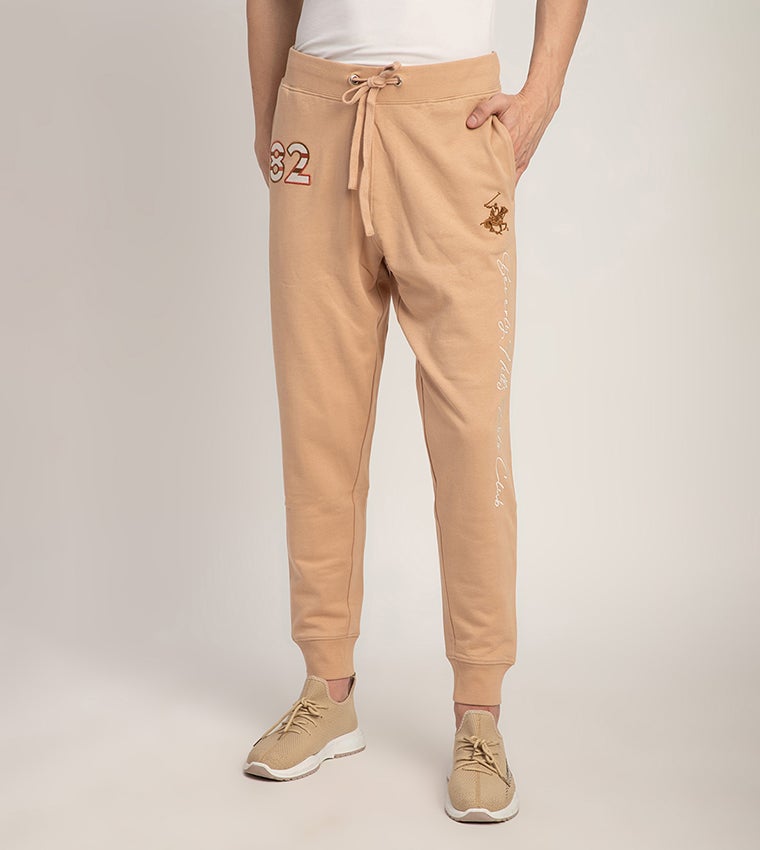Logo Embroidered Drawstring Waist Joggers