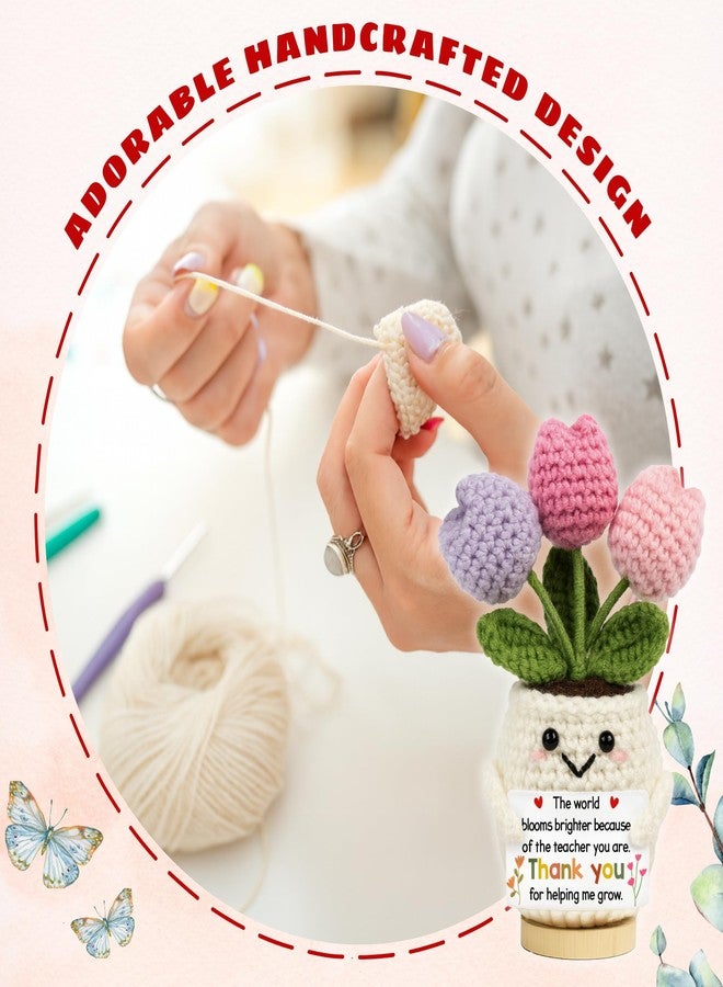 Lucagift Teacher Appreciation Gifts - Teacher Gifts for Women - Teachers Appreciation Week, Thank You Crochet for Teachers Women - Emotional Inspirational Positive Tulip Doll Toy Figure Crochet - Image 3
