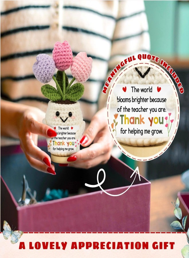 Lucagift Teacher Appreciation Gifts - Teacher Gifts for Women - Teachers Appreciation Week, Thank You Crochet for Teachers Women - Emotional Inspirational Positive Tulip Doll Toy Figure Crochet - Image 5