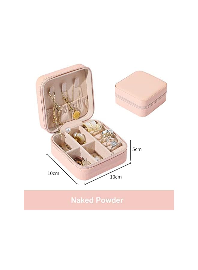 Beauenty صندوق تخزين المجوهرات، صندوق جلدي مربع صغير محمول للسفر المنزلي، مريح للحمل وتخزين الأقراط والقلائد والخواتم والأدوات وغيرها من الإكسسوارات، صندوق تخزين المجوهرات للسفر - Image 3