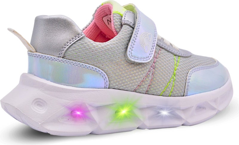 Kids A More Valeria Glitter Air Mesh and Vegan Leather Light Sole Girls Sneakers Ice Color  - Image 2