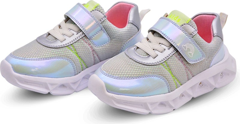 Kids A More Valeria Glitter Air Mesh and Vegan Leather Light Sole Girls Sneakers Ice Color  - Image 4