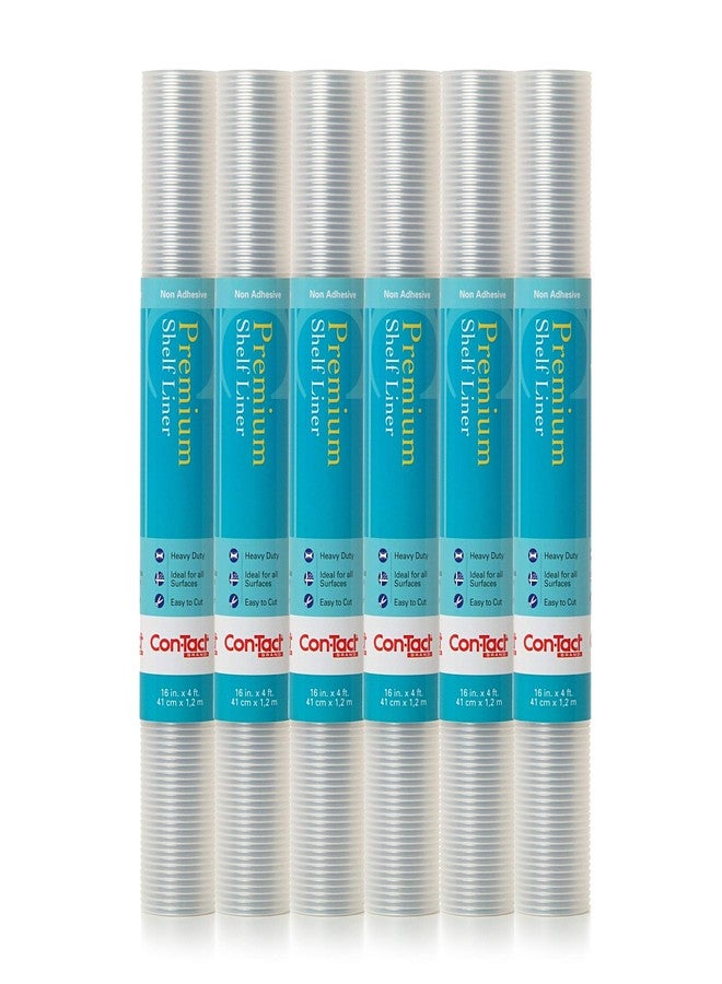 Con-Tact Brand Premium Plus Non-Adhesive Shelf Liner, Heavy Duty and Multi-functional Drawer Liner, Protect and Organize, 16-inches x 4-feet, Ribbed Clear, Pack of 6 Rolls - Image 1