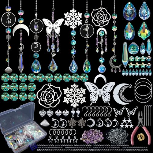 HYBEADS DIY Suncatchers 400pcs Sun Catchers Making Supplies Kit Art and Crafts for Adults Hanging Prism Sun Catcher with Crystals Rainbow Maker for Christmas Decor Indoor Window Home Wedding Outside Garden - Image 1