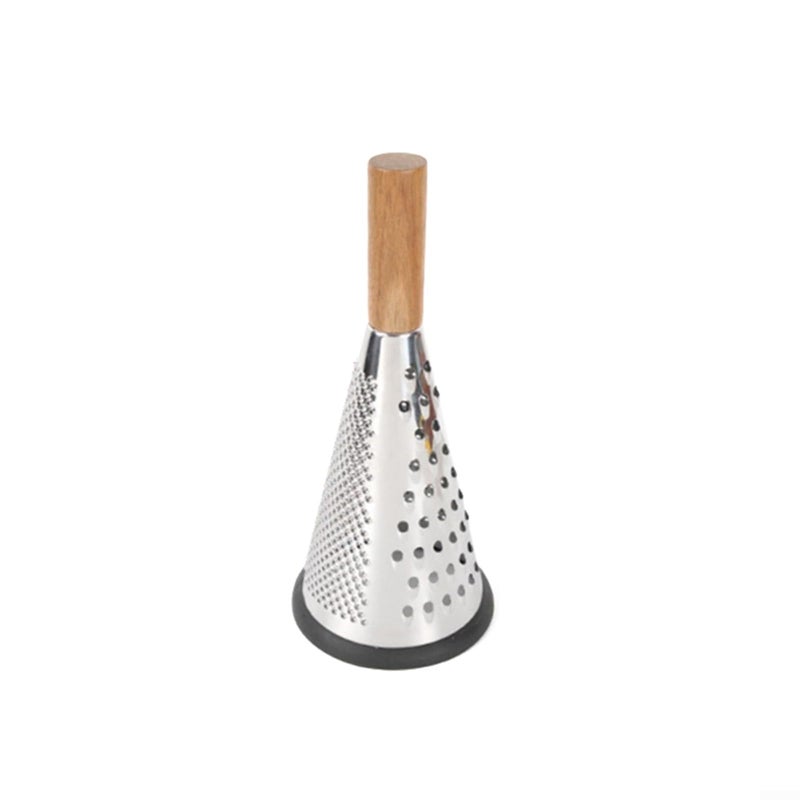 Steel Conical Grater With Wooden Handle For Cheese Fruit Potato Vegetable Size S - Image 2