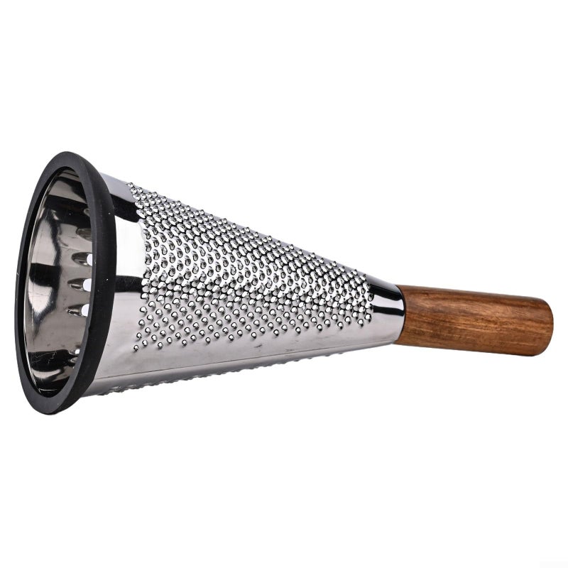 Steel Conical Grater With Wooden Handle For Cheese Fruit Potato Vegetable Size S - Image 4
