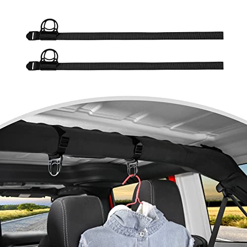 CheroCar Roll Bar Coat Hanger Clothes Hook for Jeep Wrangler CJ YJ TJ LJ JK JKU JL JLU JT Sports Sahara Freedom Rubicon & Unlimited X 2/4 Door,Lengthen Version,Black… - Image 1