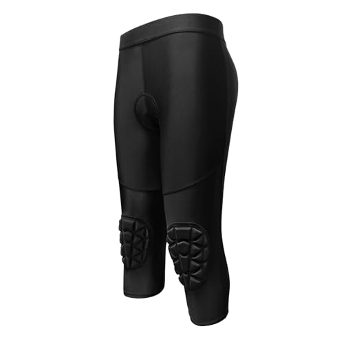 Topeter Kids Biking Short Pants, 3D Padded Cycling Riding Road Tights, Capris Leggings with Knee Pads XL Black - Image 3