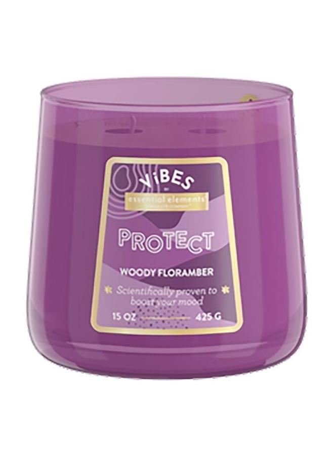 CANDLE-LITE Vibes 2-Wick Protect Woody Floramber Aromatic Natural Soy Wax Blend Jar Candle Purple 15Oz 46341698