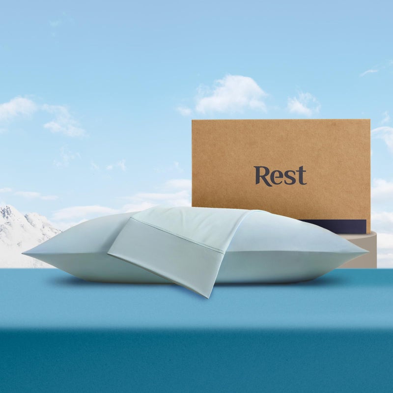 Rest REST Evercool+ Cooling Pillow Cases Standard - 2 Pillowcase for Sensitive Skin  Silver Infused Fabric for Hygienic Sleep  Silky Smooth for Curly Hair  High Elastic for Snug Fit (19x29 inches)  - Image 1