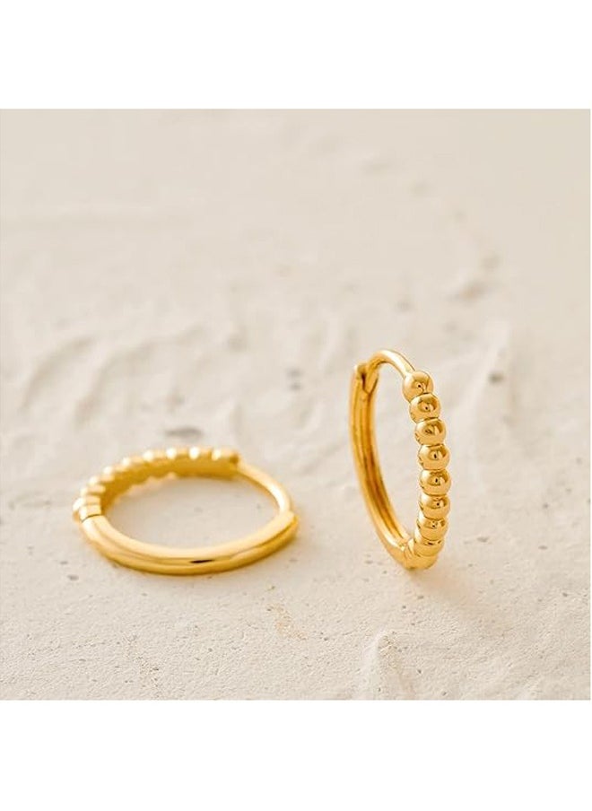 Mevecco - Women Huggie Earrings Gold Hoop 14K Gold Filled Small Simple Handmade Hypoallergenic Everyday Jewelry - Image 1